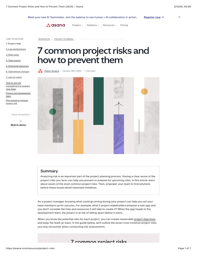 Preventing 7 Common Project Risks | PDF | Swot Analysis | Risk