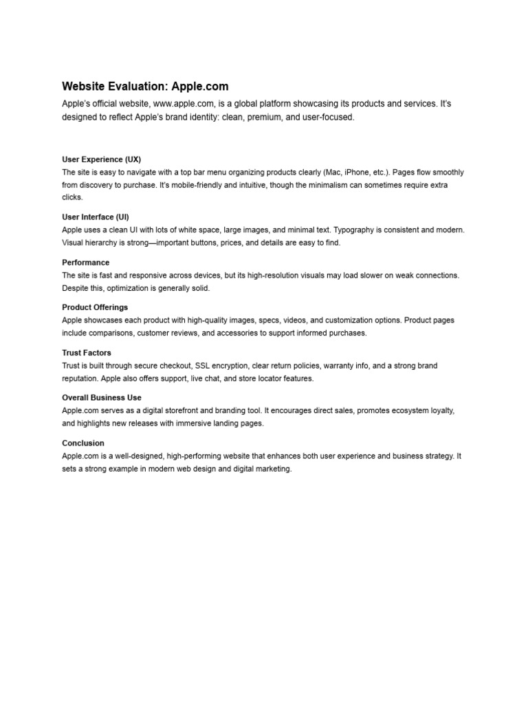 Apple.com Website Evaluation Guide | PDF
