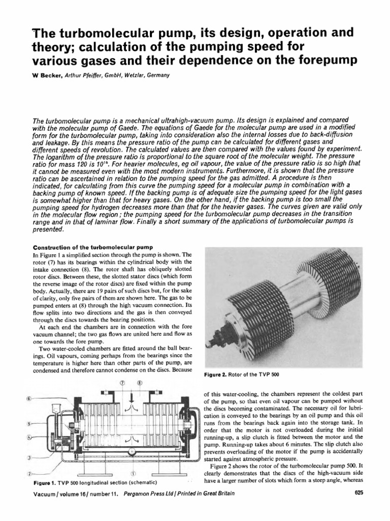 Turbomolecular Pump Design and Theory | PDF | Gases | Pump