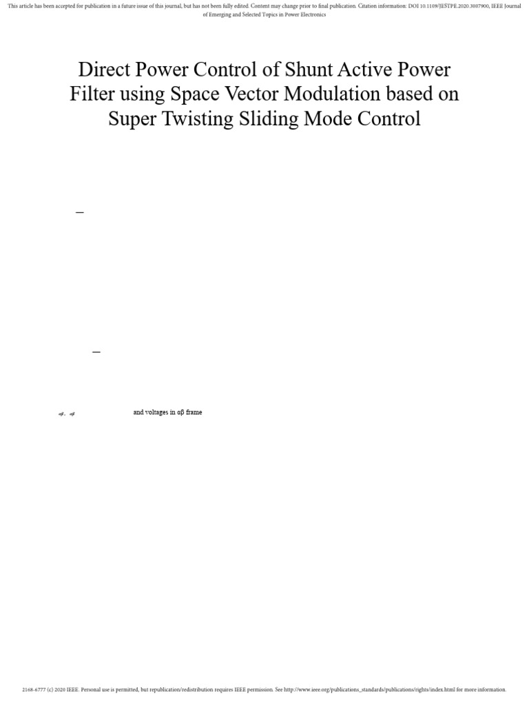 Direct Power Control of Shunt Active Power Filter Using Space Vector ...