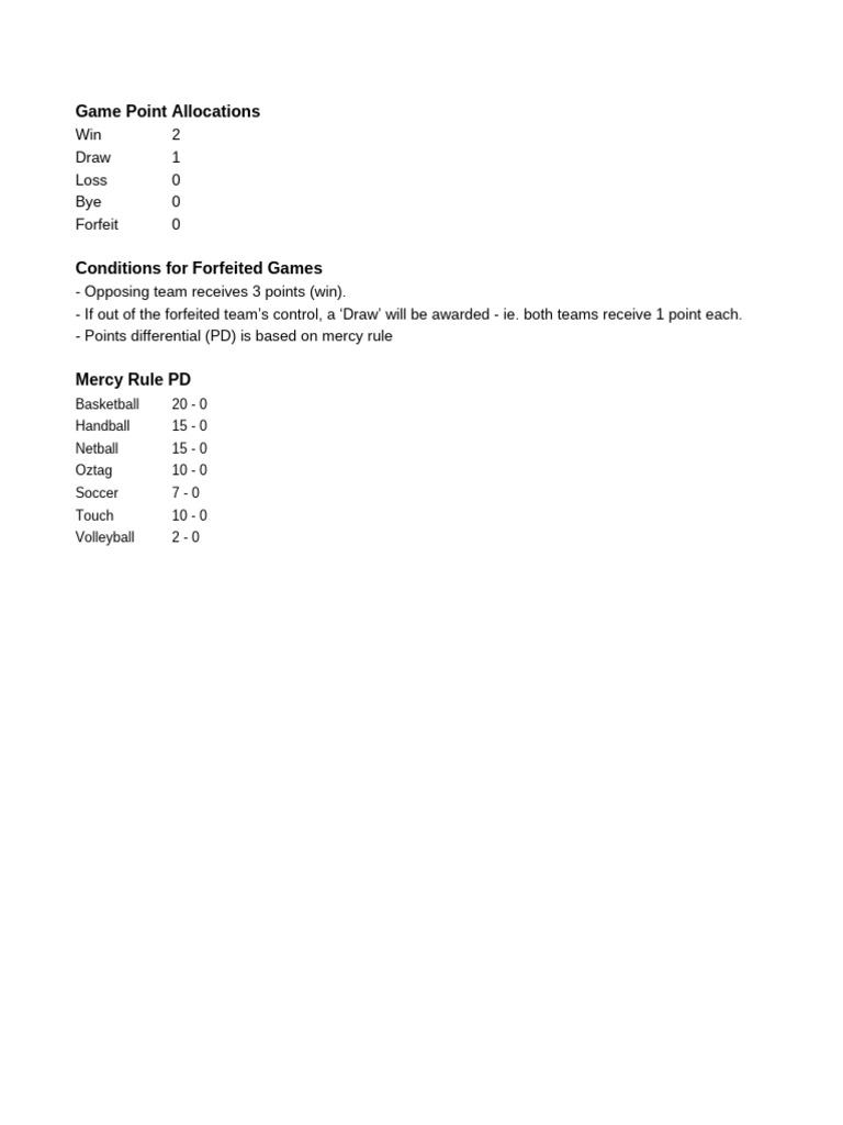 AGCC 2025 Game Point System | PDF | Summer Sports | Sports Equipment