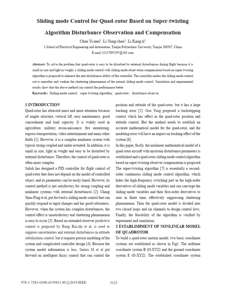Sliding Mode Control For Quad-Rotor Based On Super-Twisting Algorithm ...