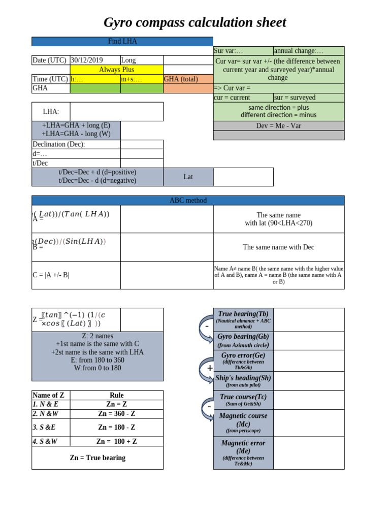 Gyro Error Calculation Guide | PDF | Navigation