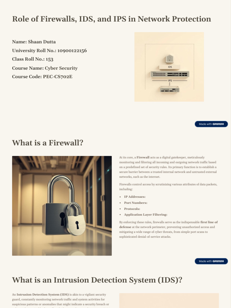 Firewalls, IDS, and IPS Explained | PDF | Firewall (Computing) | Security
