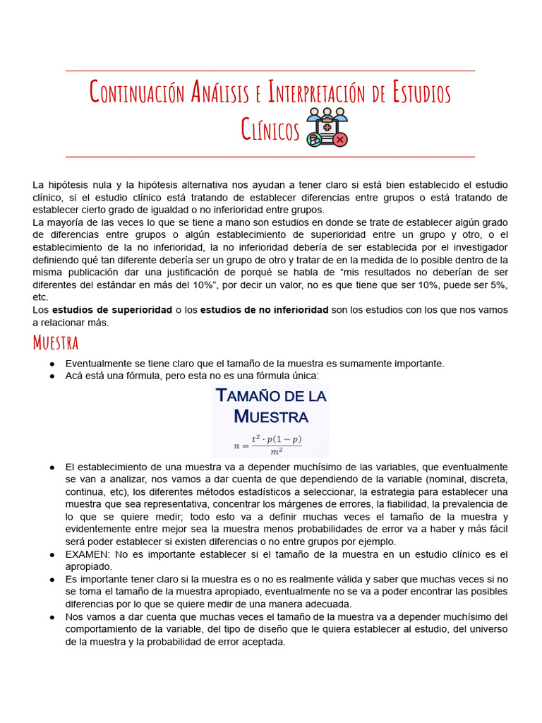 Análisis de Estudios Clínicos: Hipótesis y Muestra | PDF | Errores tipo ...