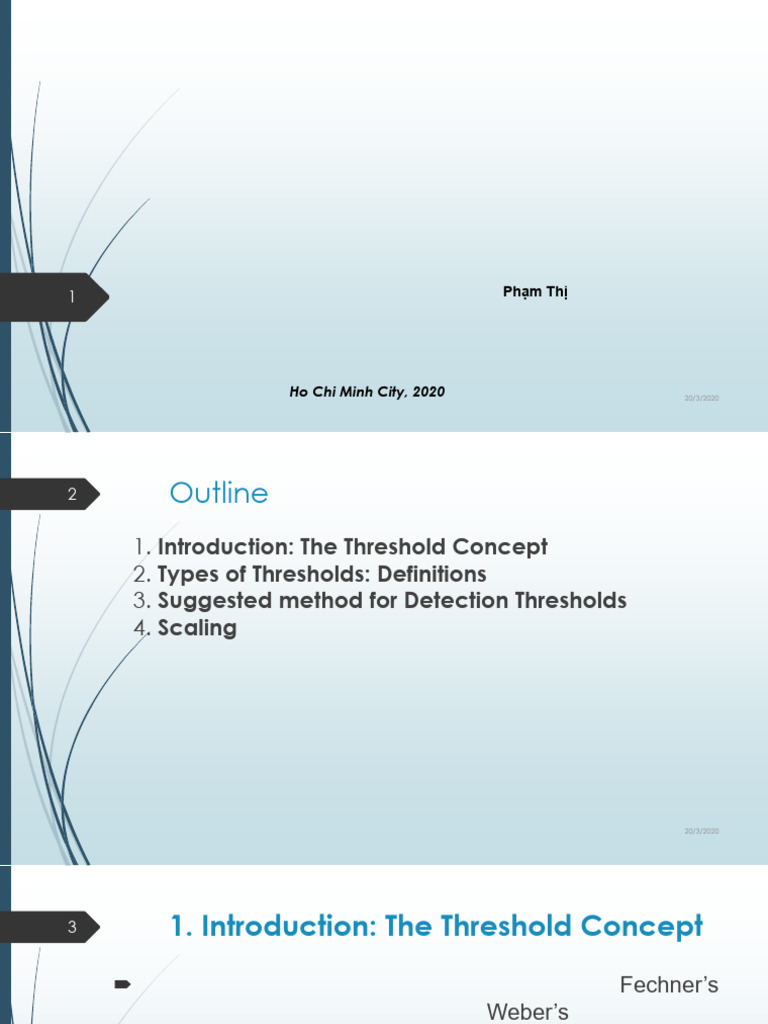 Lesson 4 Measurement of Sensory Thresholds | PDF | Taste | Psychophysics