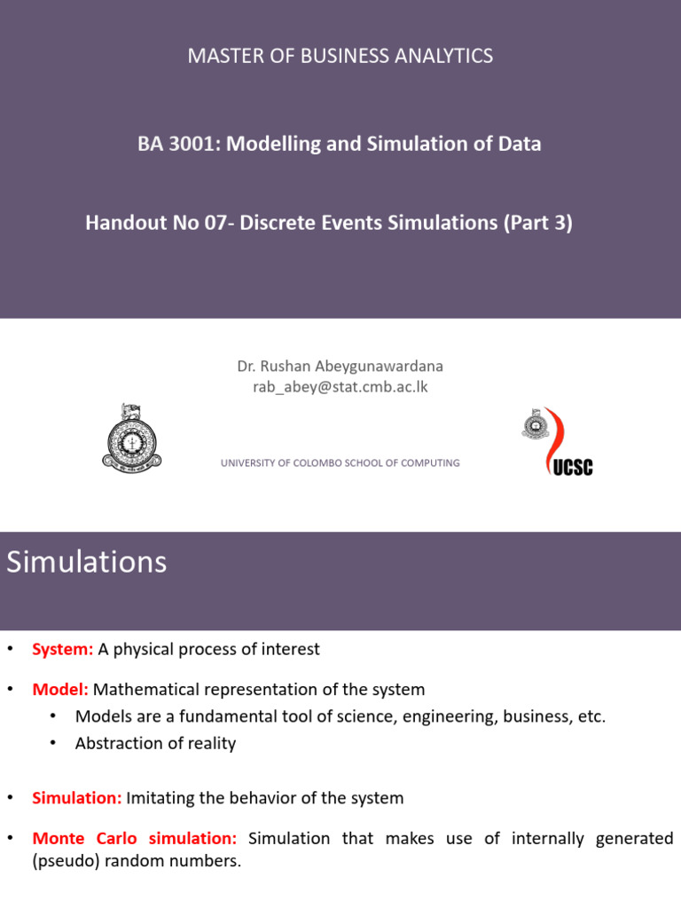 Discrete Event Simulations Overview | PDF | Simulation | Probability ...