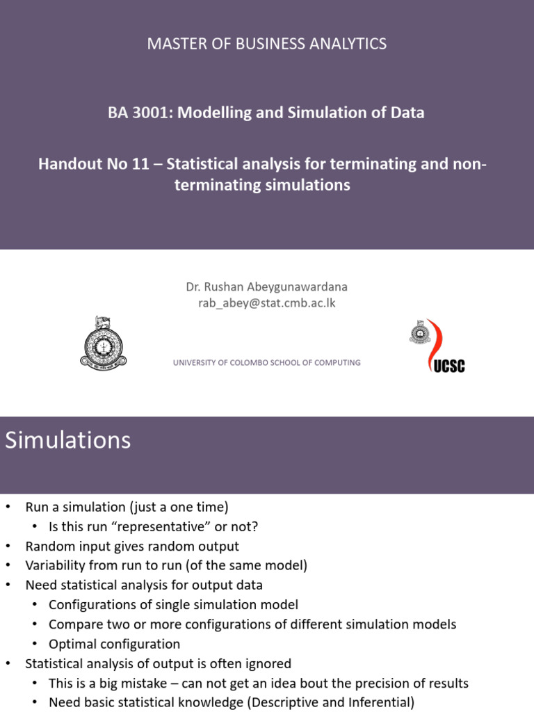 Statistical Analysis in Simulations | PDF | Confidence Interval | Estimator
