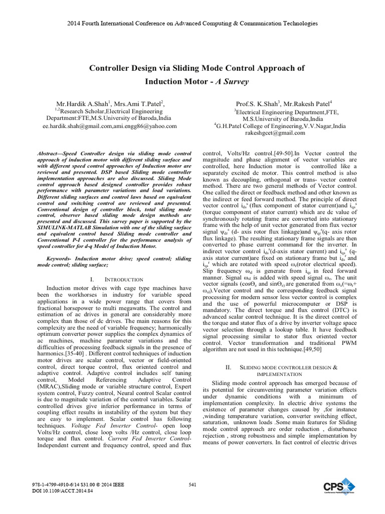 Controller Design via Sliding Mode Control Approach of Induction Motor ...