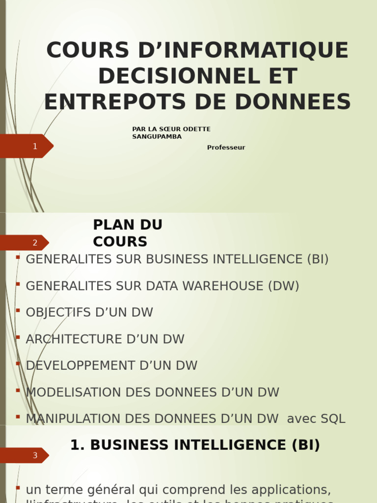 Cours sur Data Warehouse et BI | PDF | Entrepôt de données ...