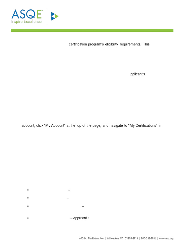 ASQE Certification Application Audit Form | PDF | Certification | Audit