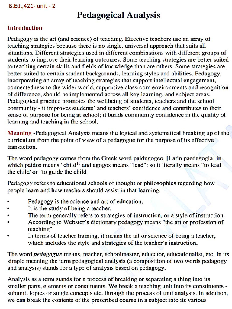 Understanding Pedagogical Analysis | PDF | Pedagogy | Leaf