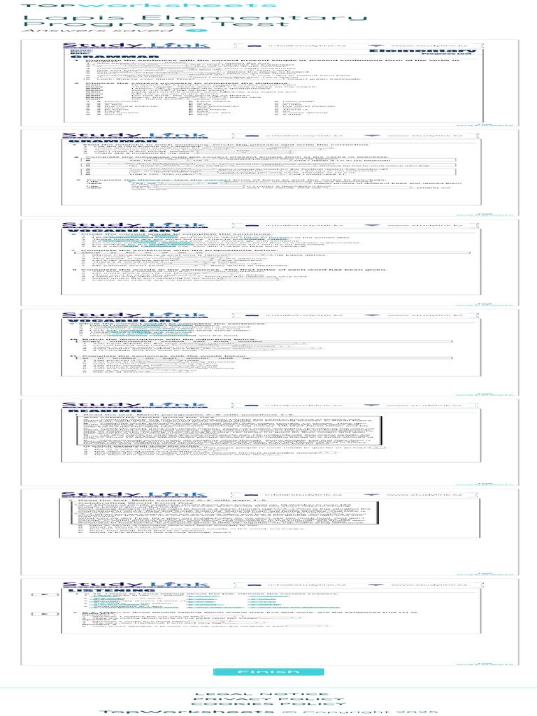 Lapis Elementary Progress Test. Interactive Worksheet TopWorksheets 2 | PDF