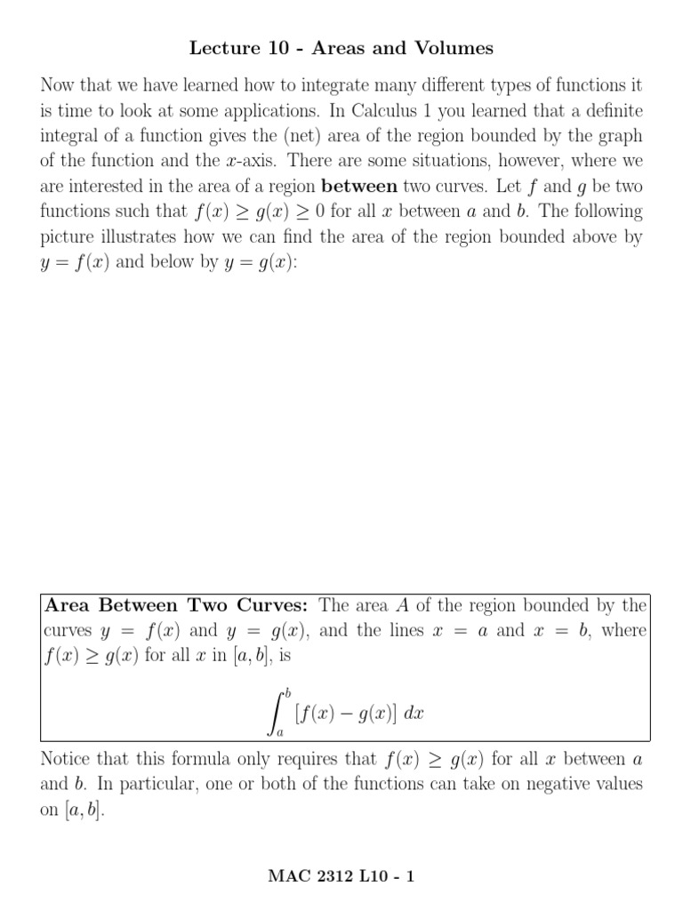 Areas and Volumes in Calculus | PDF | Area | Function (Mathematics)