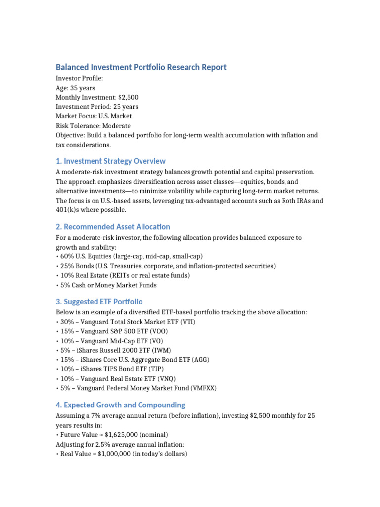 Balanced U.S. Investment Portfolio Guide | PDF | Exchange Traded Fund ...