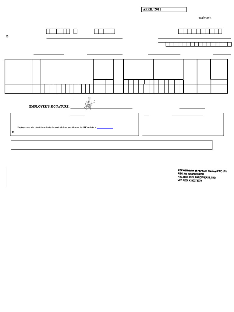 UIF Employer Declaration Form April 2011 | PDF | Salary | Employment