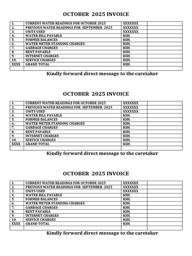 October 2025 Water and Service Invoice | PDF