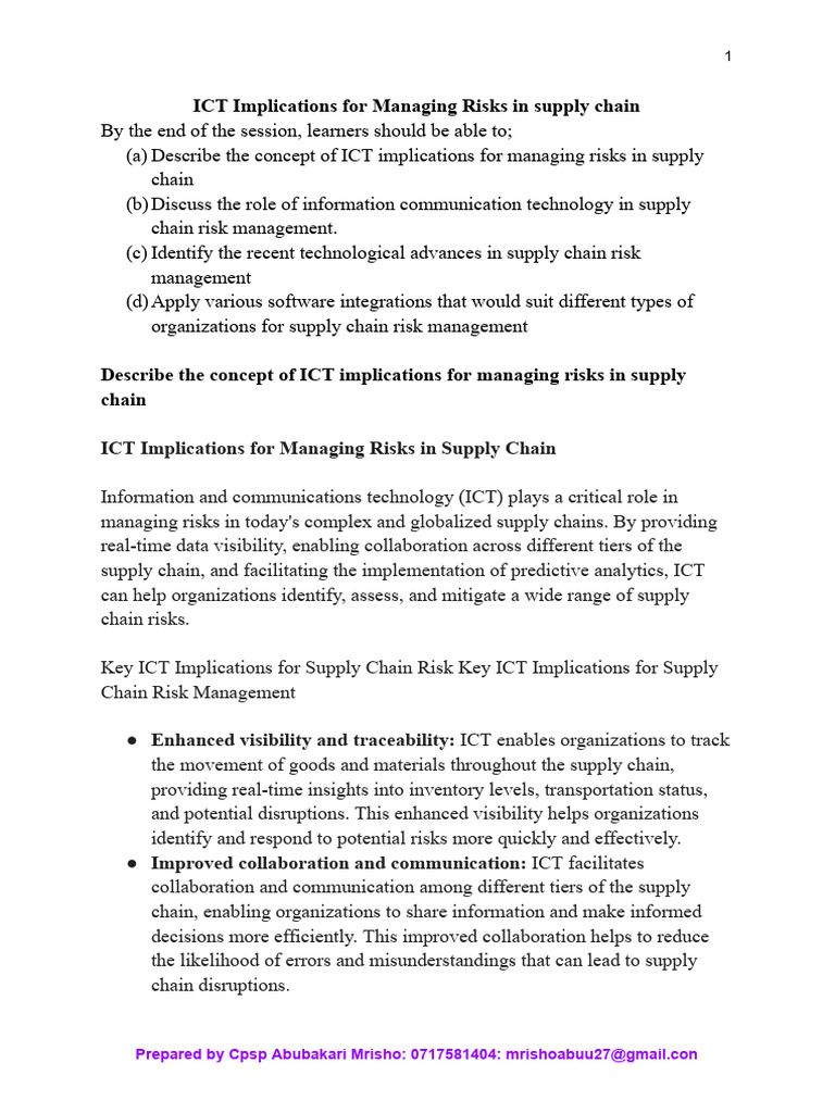 ICT in Supply Chain Risk Management | PDF | Supply Chain | Risk Management