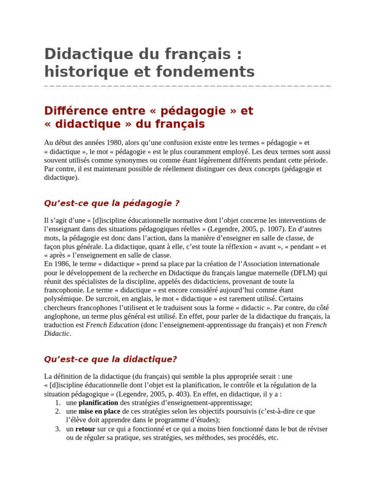 Historique et fondements de la didactique | PDF | Apprentissage | Pédagogie