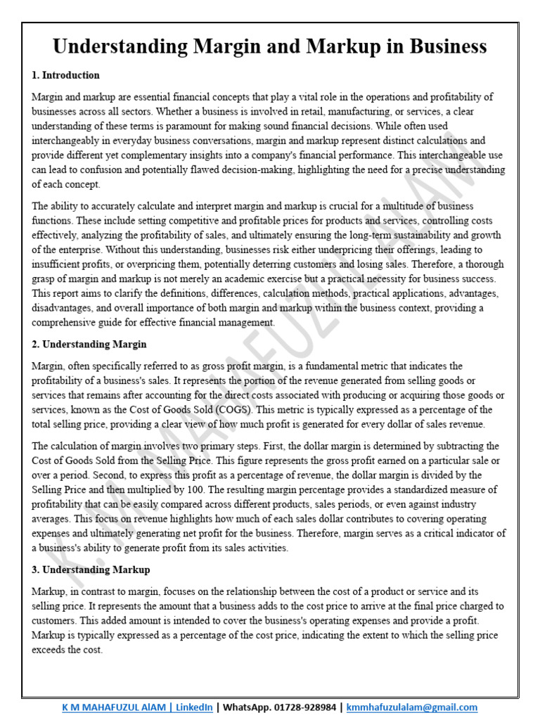 Margin vs. Markup Explained | PDF | Profit (Economics) | Pricing