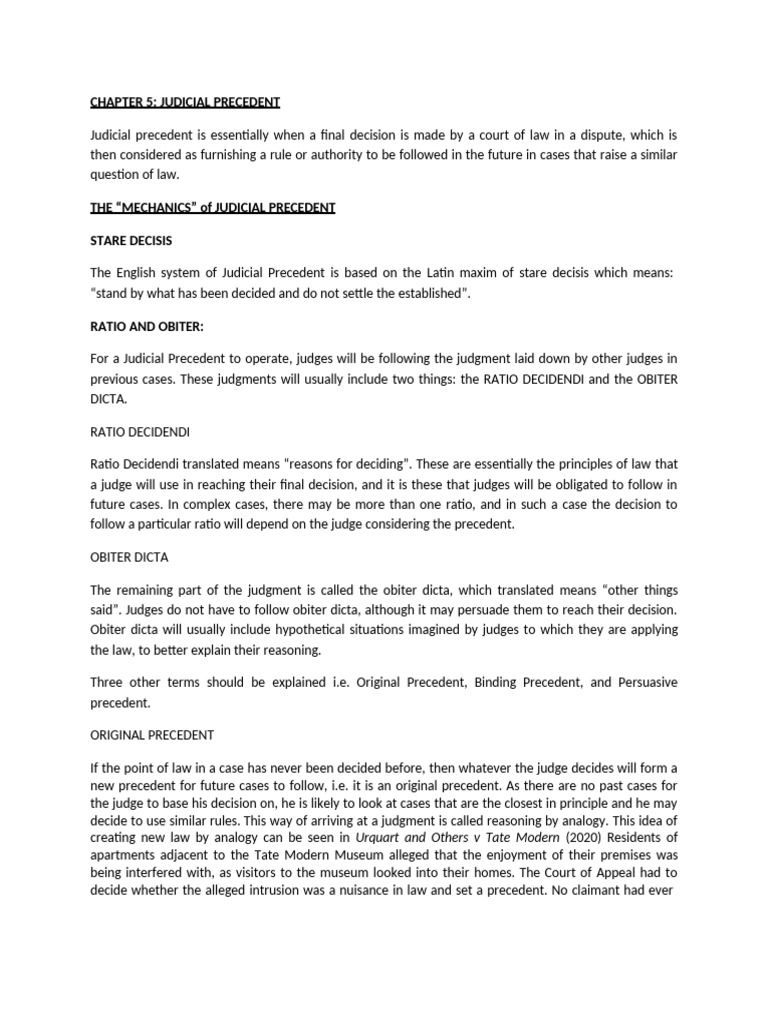 Understanding Judicial Precedent in Law | PDF | Precedent | Obiter Dictum