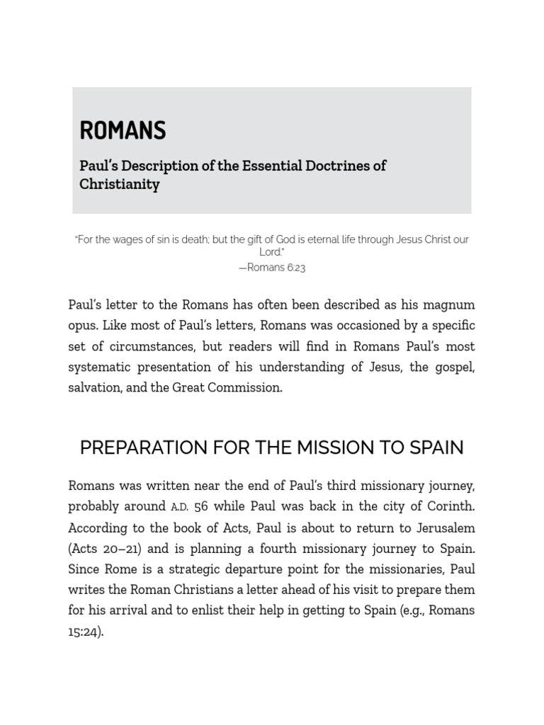 Essential Doctrines in Romans Explained | PDF | Paul The Apostle ...