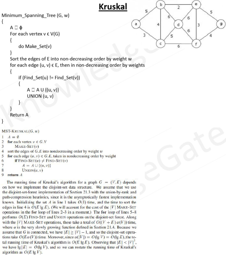 Kruskal's Algorithm for MST Implementation | PDF