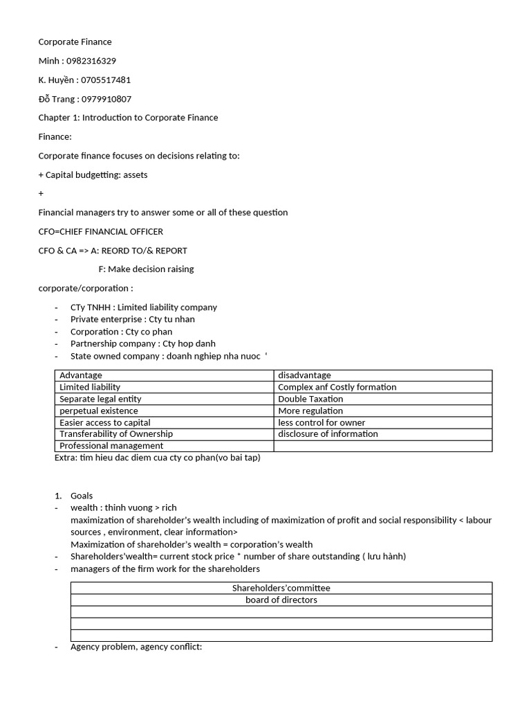Introduction to Corporate Finance Concepts | PDF