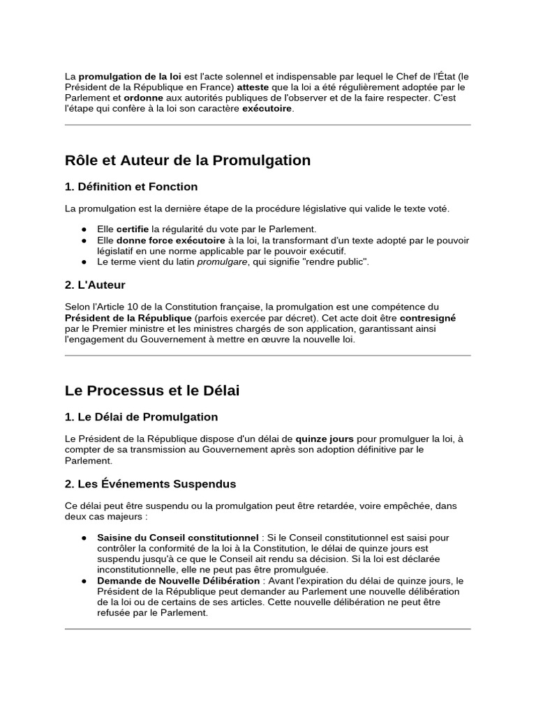 Promulgation de la loi en France | PDF | Loi | Constitution