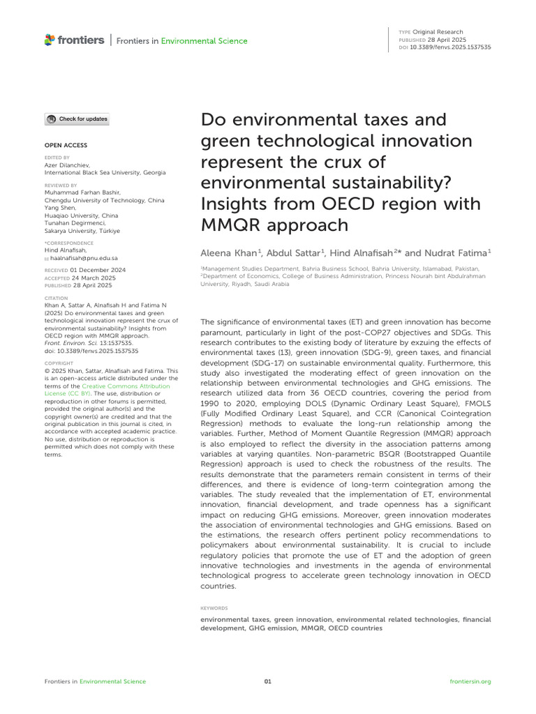 Environmental Taxes and Green Innovation Impact | PDF | Sustainability ...