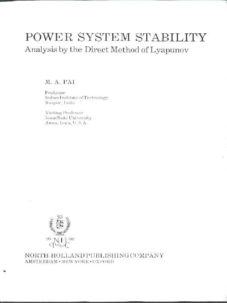 Power System Stability Book PDF Free | PDF