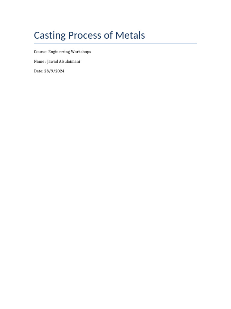 Sand Casting Process Overview | PDF | Casting | Materials