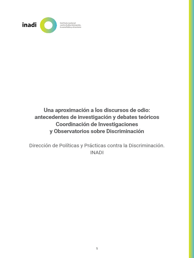Inadi-Discurso - de - Odio (Extracto) (8pp) | PDF | El discurso del ...