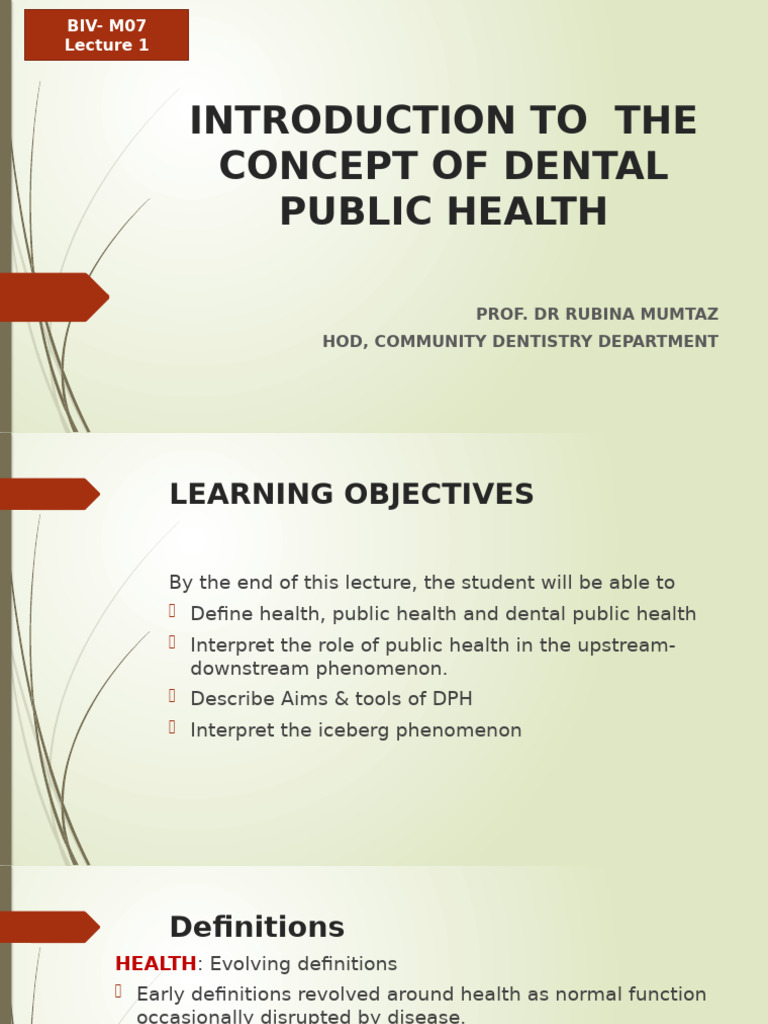 Introduction to Dental Public Health | PDF | Public Health | Dentistry