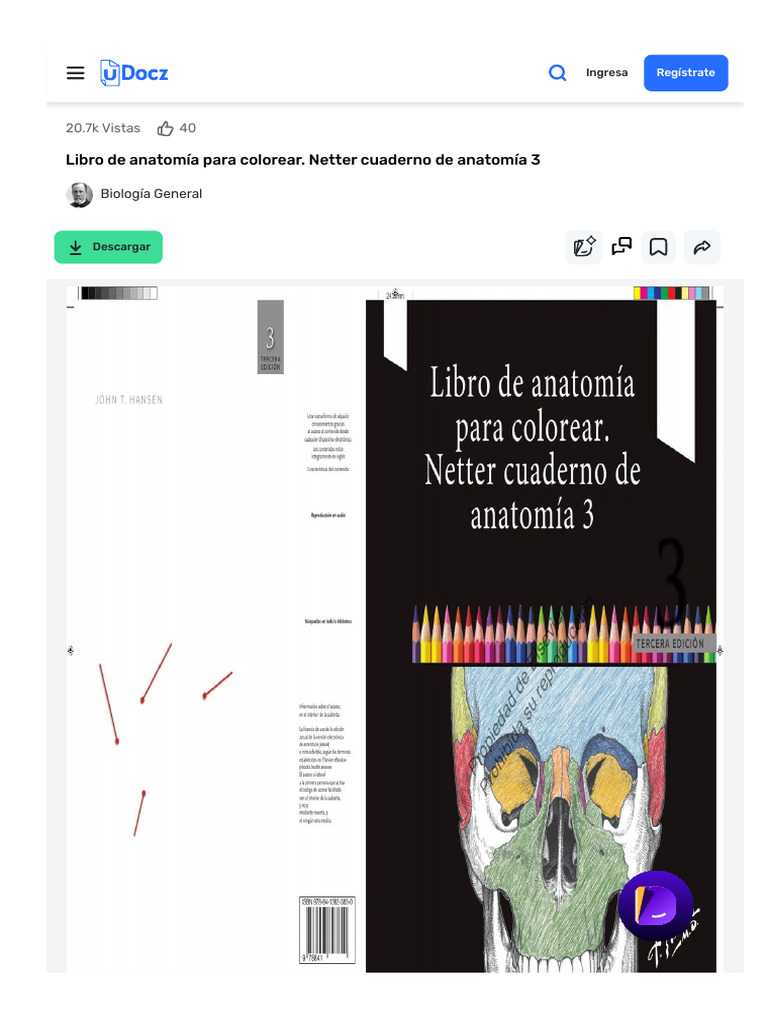 Anatomía para colorear: Cuaderno Netter | PDF