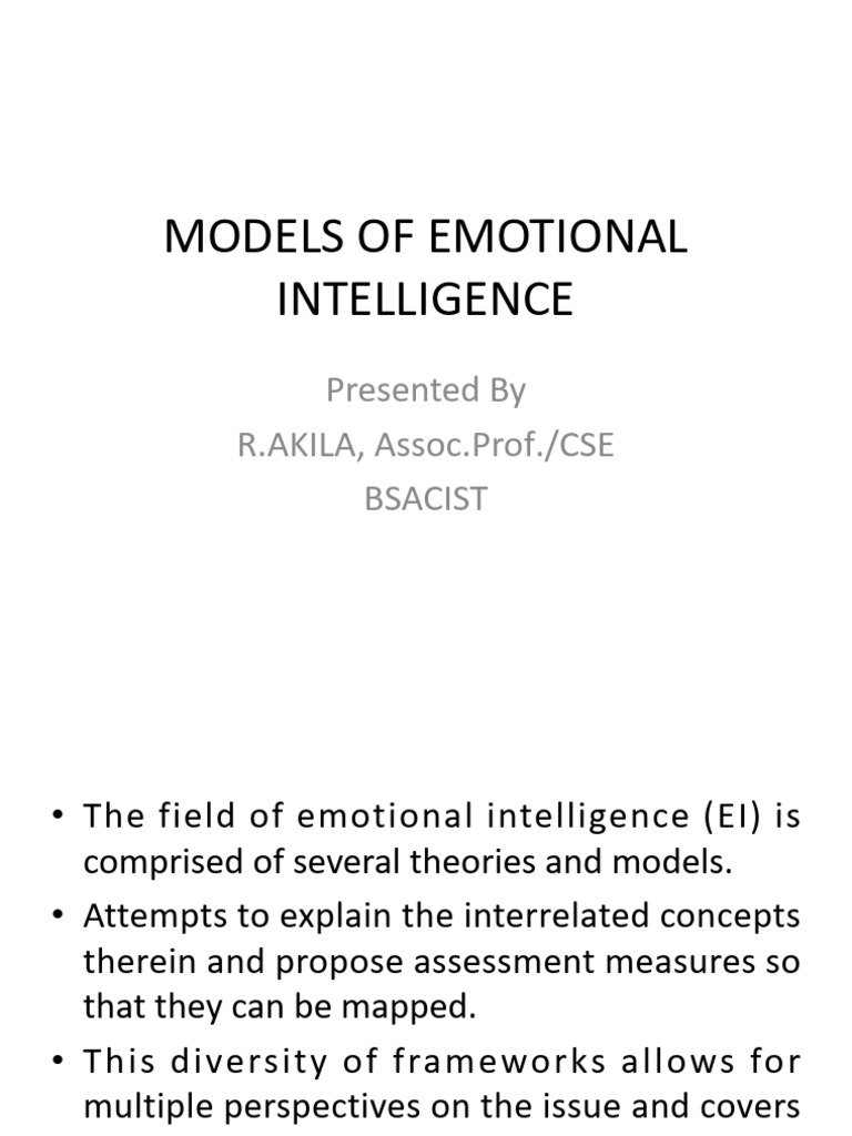 Emotional Intelligence Models Explained | PDF | Emotional Intelligence ...