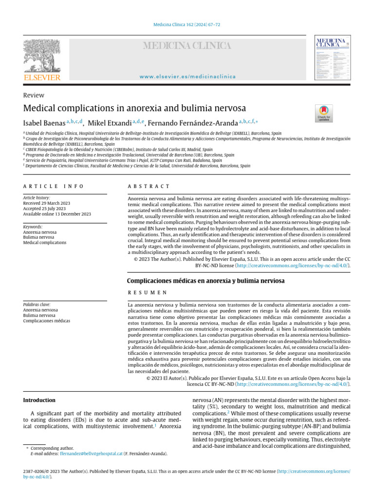 Medical Complications in Eating Disorders | PDF | Anorexia Nervosa ...