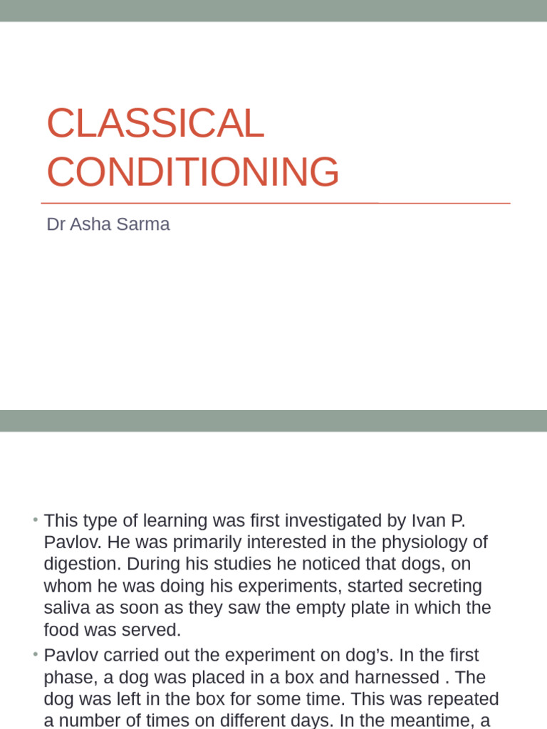 Understanding Classical Conditioning | PDF | Classical Conditioning ...