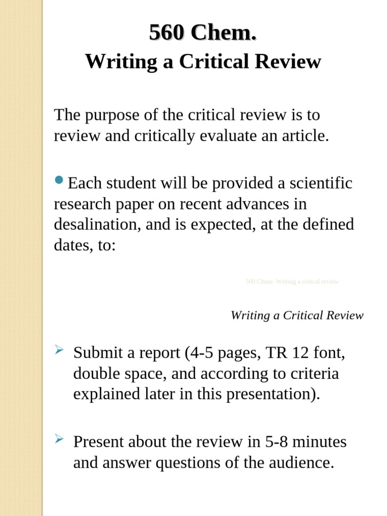 Critical Review Guide for Desalination Research | PDF | Methodology ...
