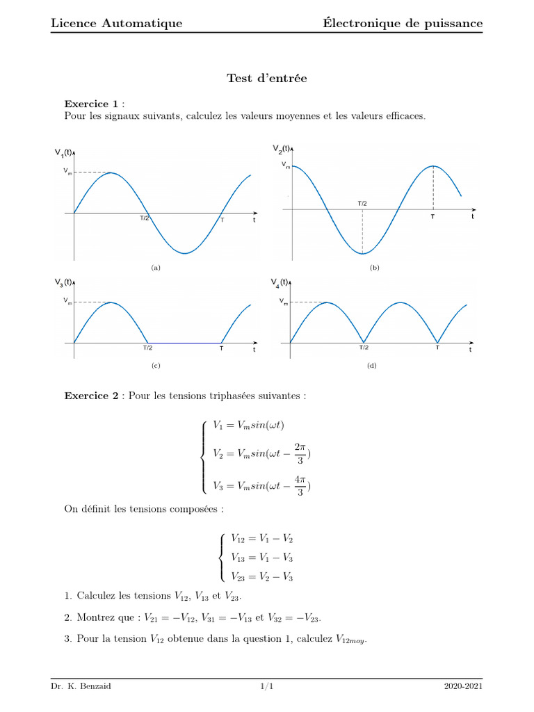Calculs de Signaux Électriques Triphasés | PDF