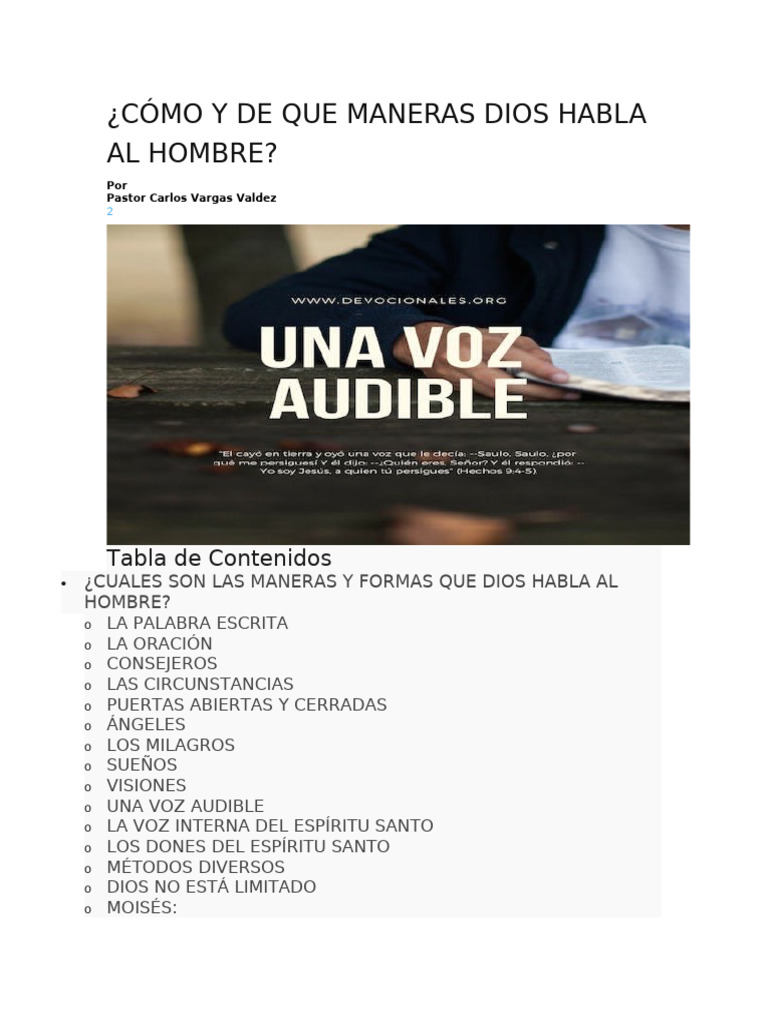 Maneras en que Dios habla al hombre | PDF | Oración | Pablo el apóstol