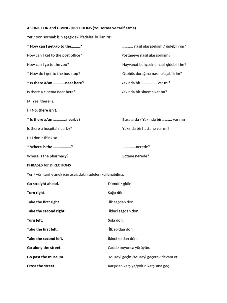 Asking For and Giving Directions | PDF