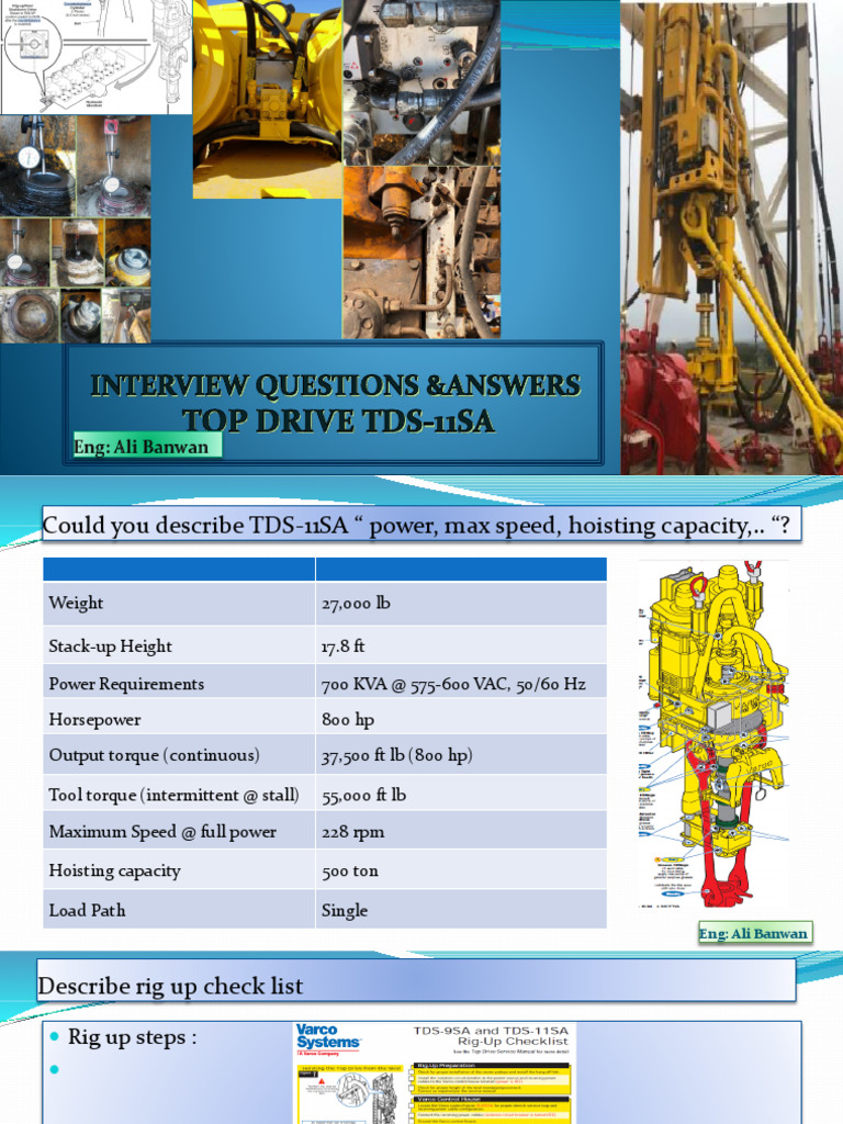 TDS-11SA Top Drive Interview Guide | PDF | Electric Motor | Horsepower