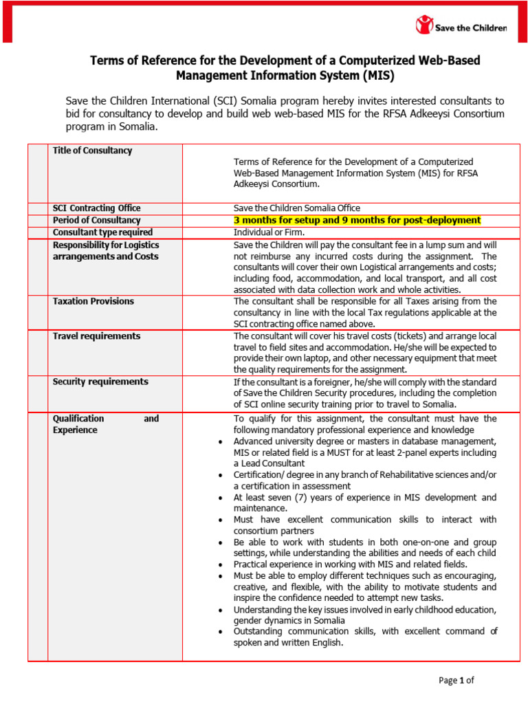 Final Tor For Consultancy Mis 5874262029592870 | PDF | Microsoft Excel ...
