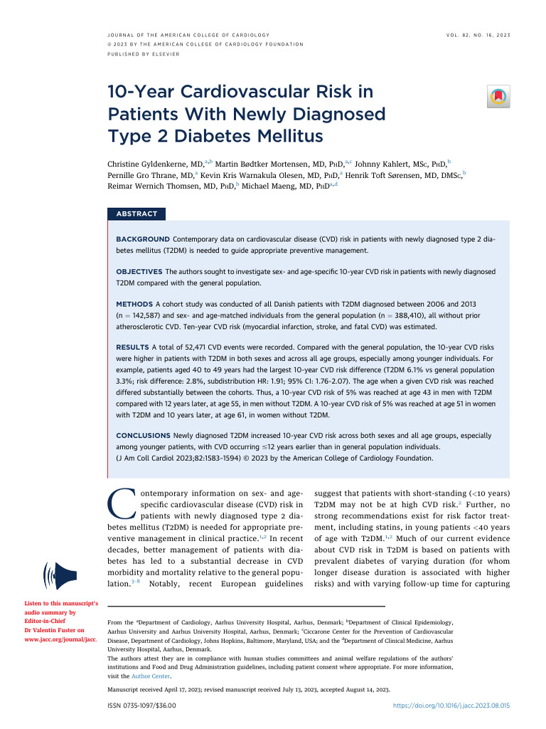 Gyldenkerne Et Al 2023 10 Year Cardiovascular Risk in Patients With ...