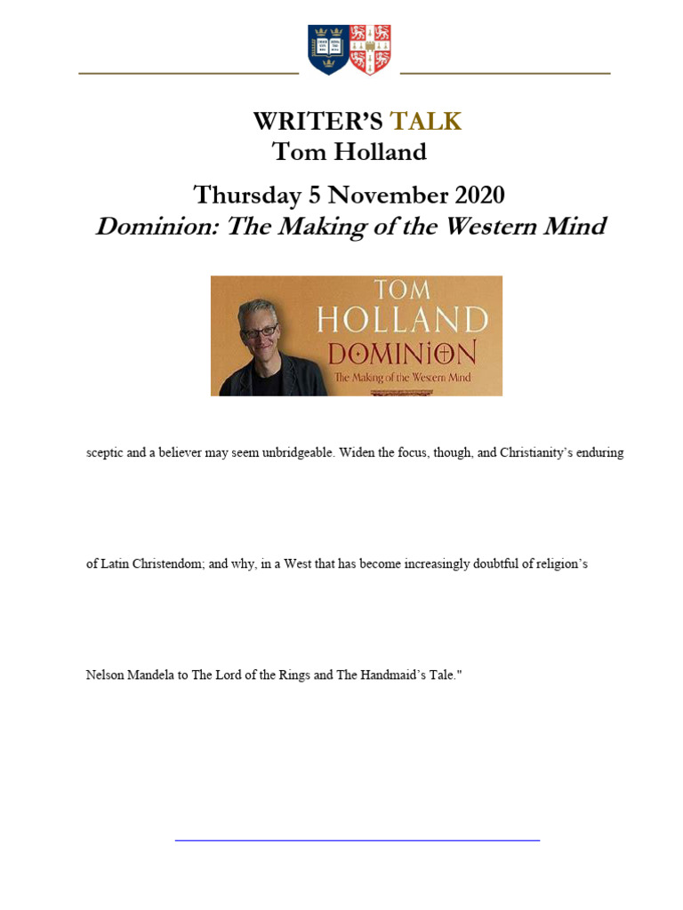 8.10.20 Writer Talk Tom Holland | PDF