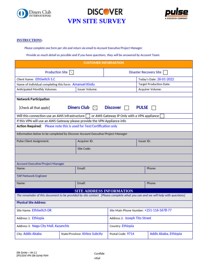 Ethswitch - DFS VPN Site Survey Form - 22feb | PDF | Computer Network ...