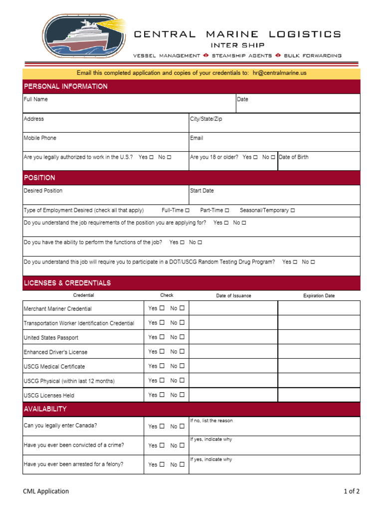 CML Application Form Details | PDF | Credential