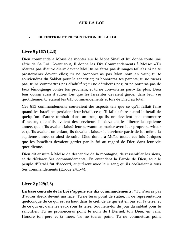 Comprendre la Loi de Dieu et ses Commandements | PDF | Épître aux ...