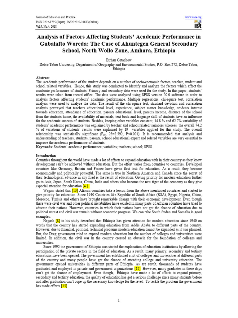 Analysis of Factors Affecting Students A | PDF | Statistics ...